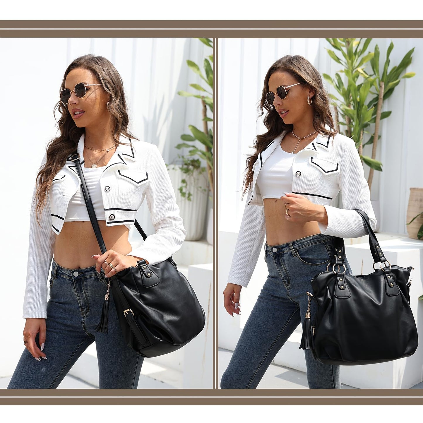 Soperwillton Fashion Handbag for Women Shoulder Bag Top Handle Satchel Hobo Tote Bag Purse Set 4pcs