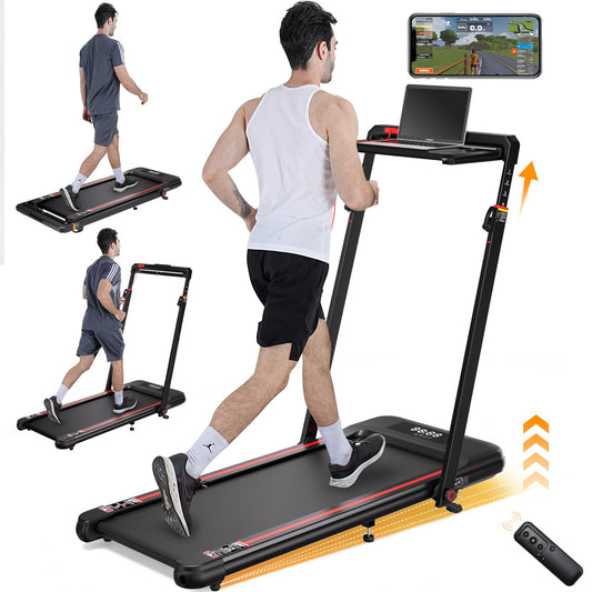 HiFast Walking Pad Treadmill, 3.0HP Under Desk Treadmills with Handle Bar and Incline, 300lbs Capacity with Removable Desk Workstation, Foldable Treadmill with Remote Control, APP for Home Office