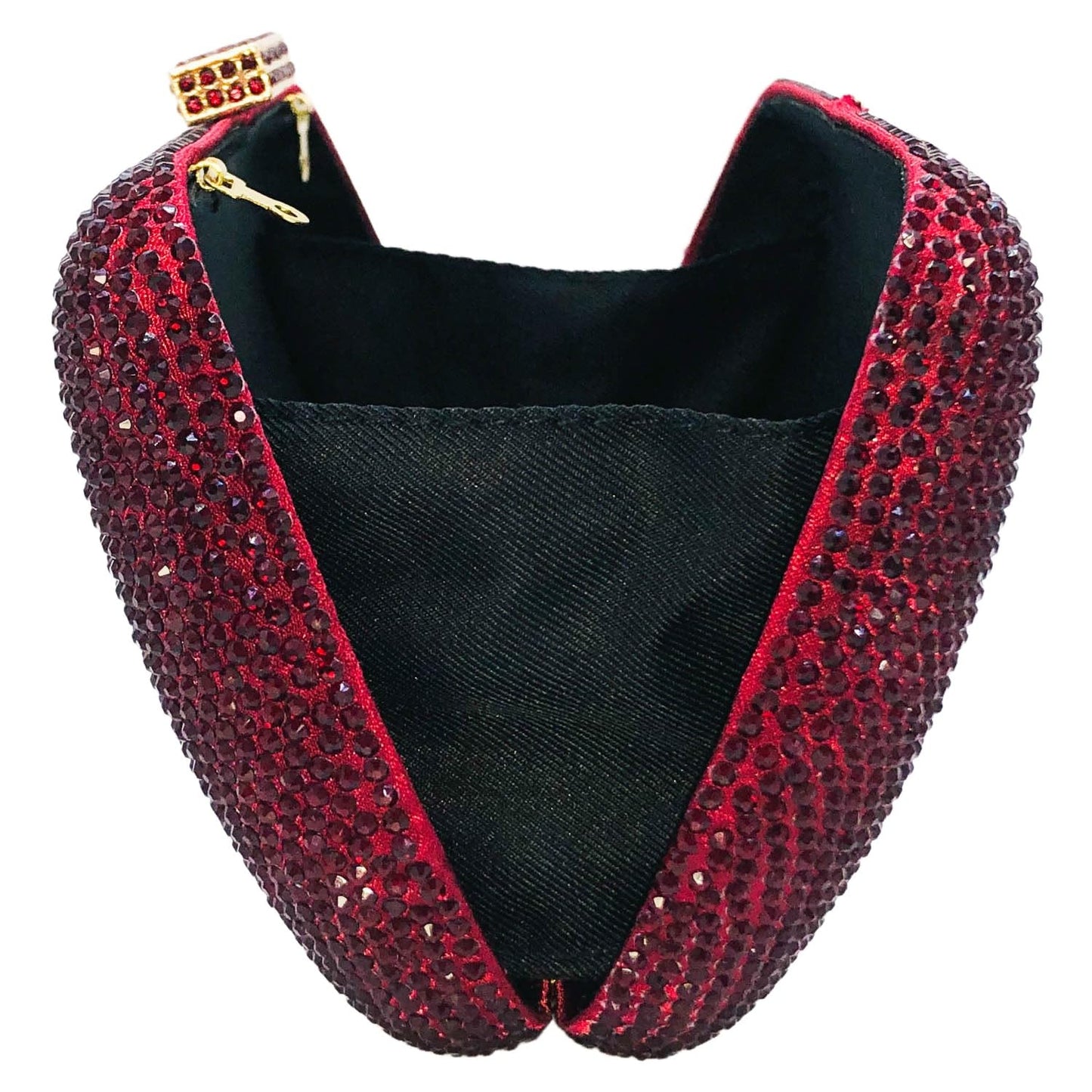 Boutique De FGG Rhinestone Clutch Purse Evening Bags and Clutches for Women Formal Crystal Clutch Bag Wedding Handbags,Mini,Burgundy