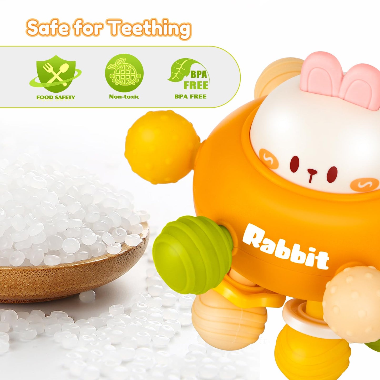 Baby Teething Toys, Baby Teethers Montessori Sensory Toys for 0-6 6-12 Months, Gifts for Newborn Infant Boys Girls 0 3 6 9 12 18 Months 1 One Year Old Toys, Baby Rattle Chew Toys