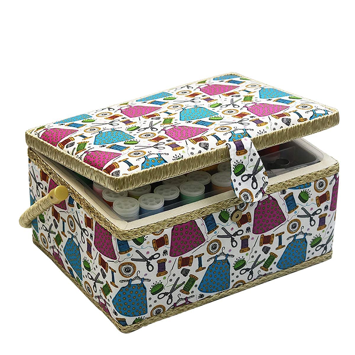 Large Sewing Basket with Accessories, Sewing Organizer Box for Sewing Supplies and DIY Crafting Tools Storage Christmas Gift for Sewing Craft Lovers