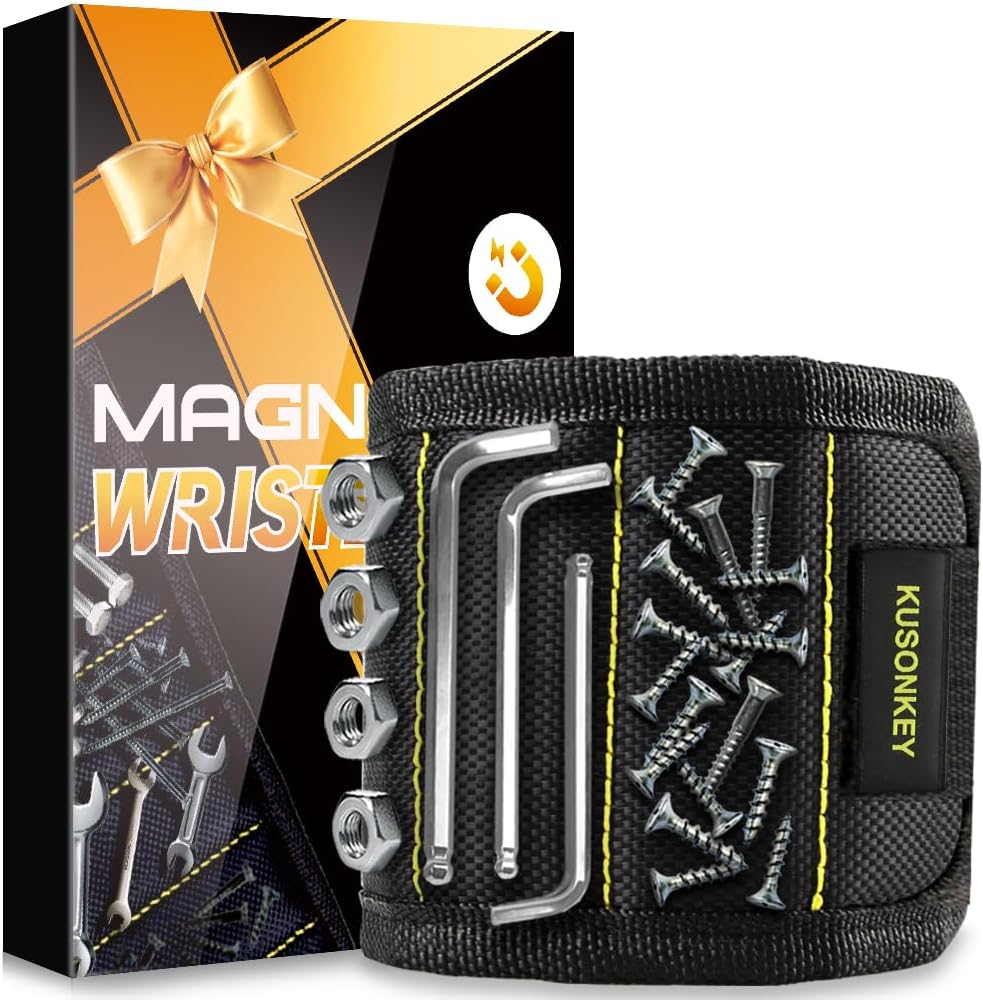Christmas Gifts Stocking Stuffers for Men, KUSONKEY Magnetic Wristband Tool Gift for Men Who have Everything,Wrist Magnetic Screw Holder with Strong Magnets for Holding Screws Tool for Dad,Electrician