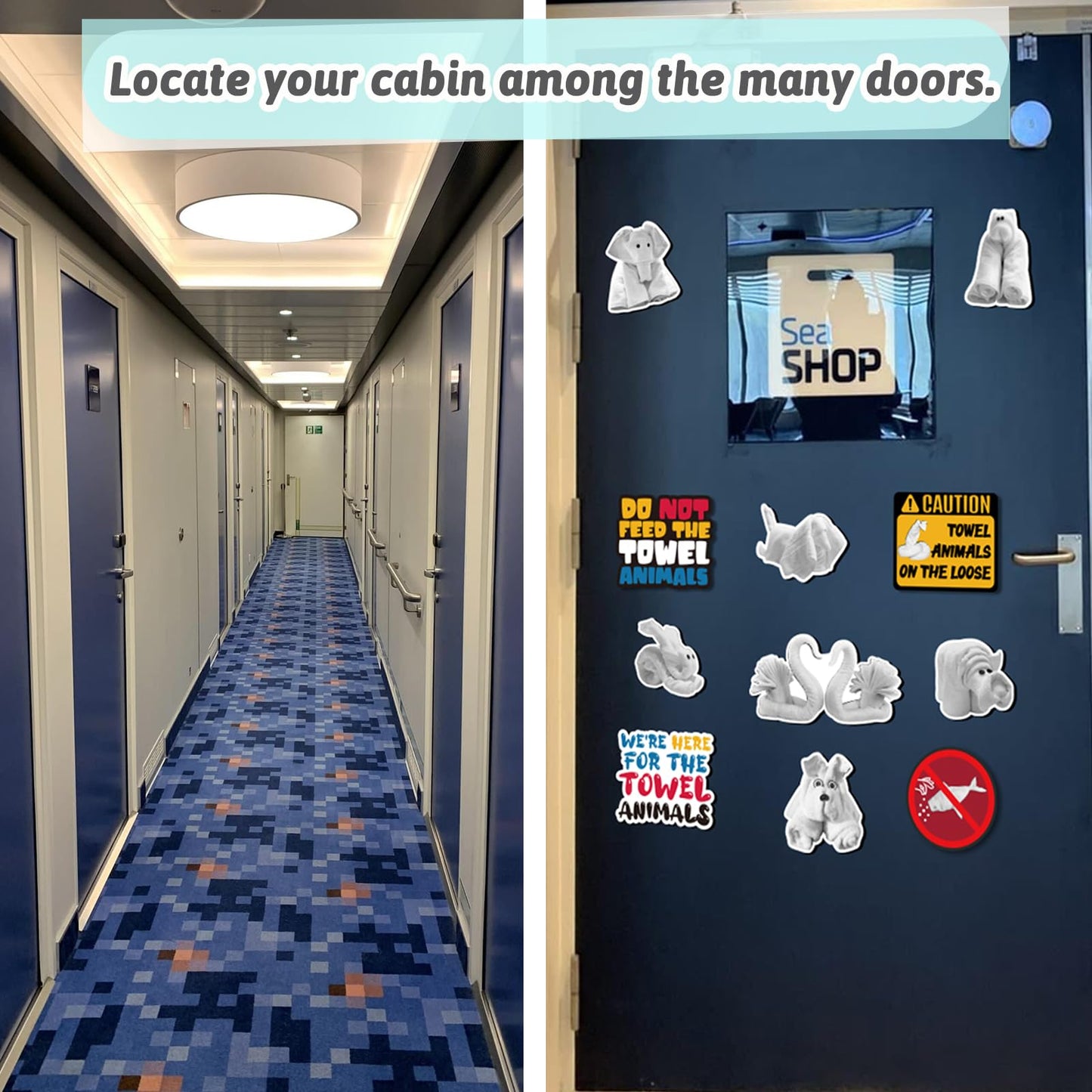 90shine 18PCS Cruise Door Magnets Decorations, Funny Animal Towel Magnetic Ship Cabin Decor