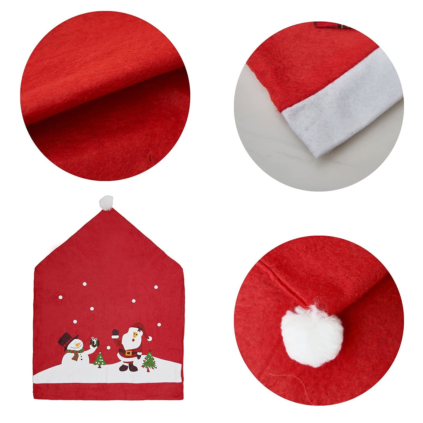 Phedrew 6Pcs Christmas Chair Covers Xmas Dining Chair Slipcovers Santa Hat Chair Back Covers for Christmas Banquet Holiday Festival Decor