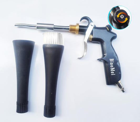 DOZIME High Pressure Car Interior Cleaning Gun Automobile Detailing Washing Gun with Brush-Works with Air Compressor(Aluminium Rotate Tube),Z-014 with Air Regulator Control