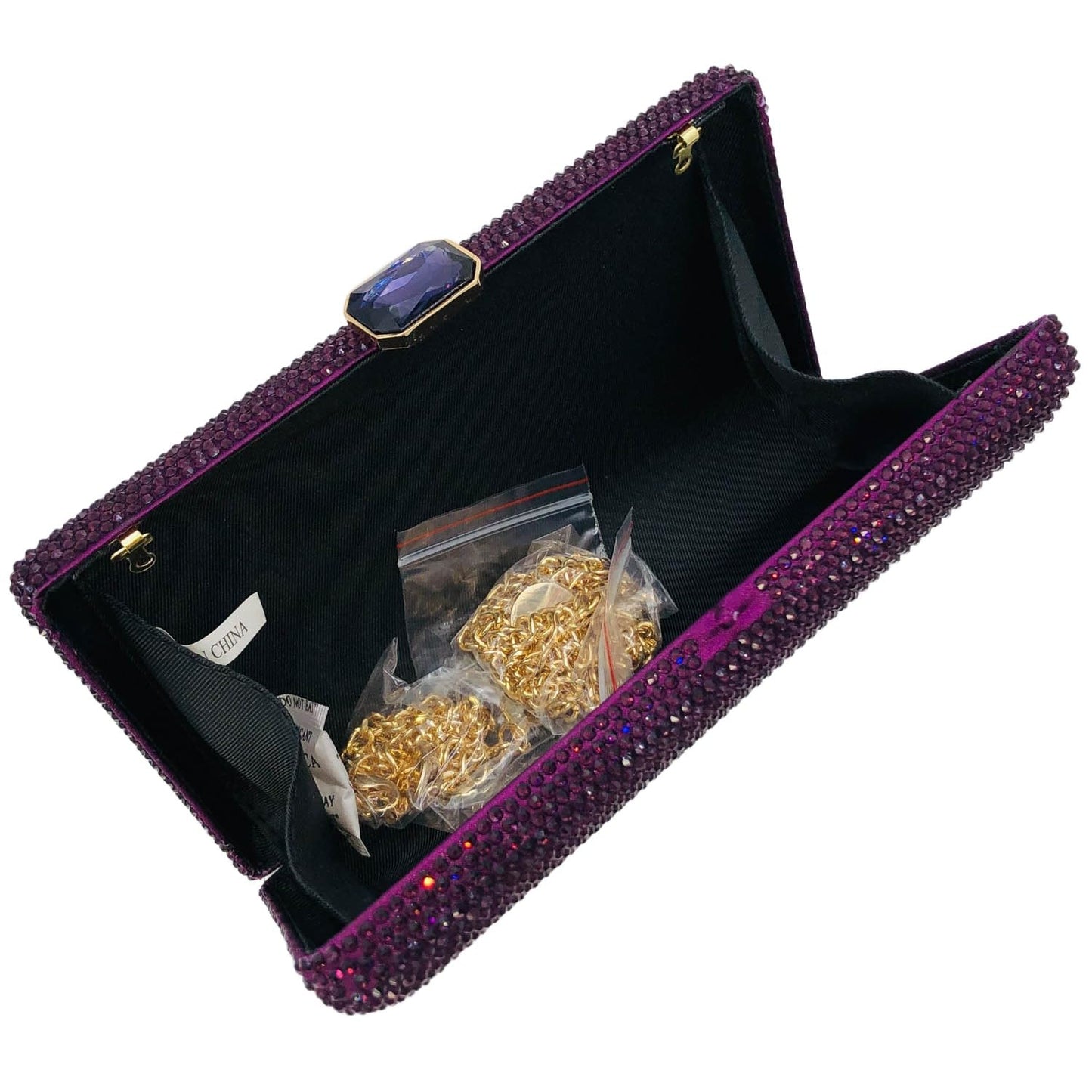 Boutique De FGG Purple Crystal Evening Bags for Women Formal Party Box Clutch Wedding Rhinestone Handbags Bridal Clutch Purse,Mini