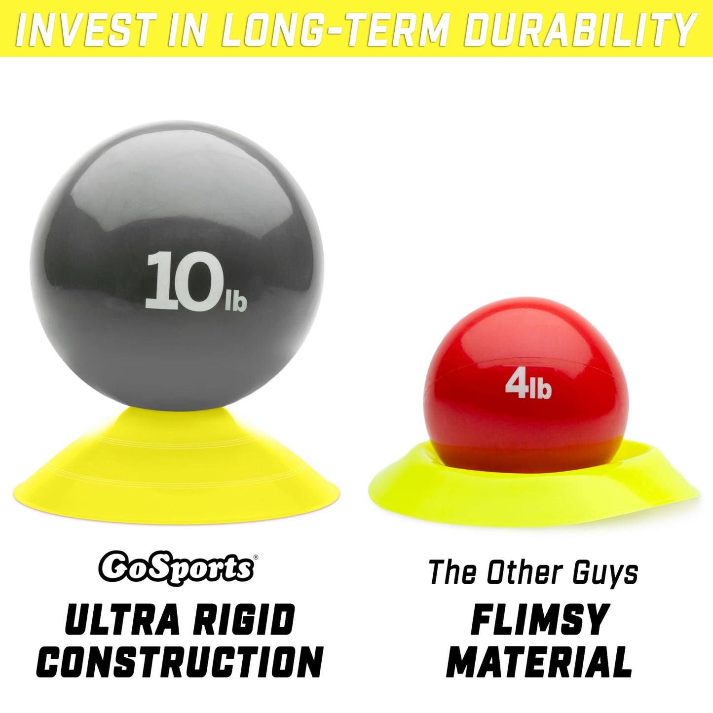 GoSports Premium Sports Cones for Agility Training and Drills - 20 Pack with Tote - Yellow