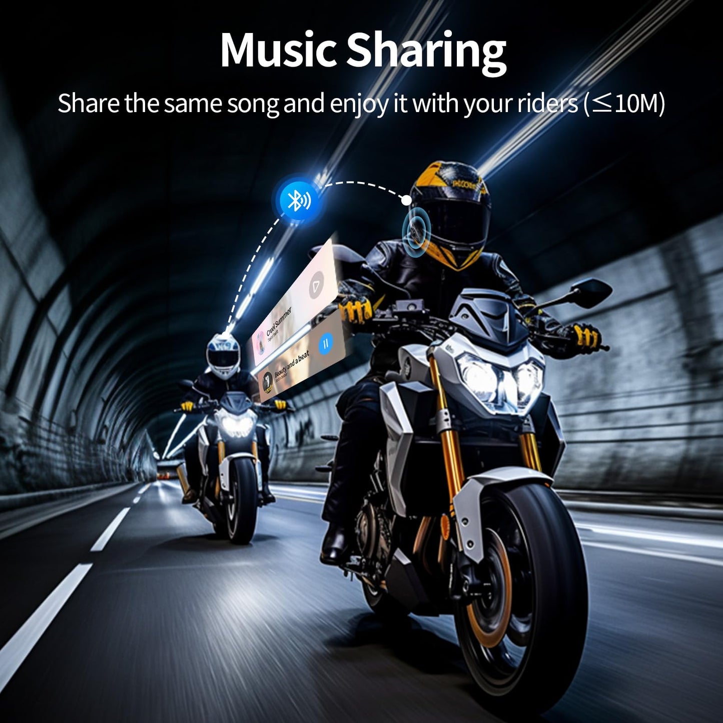 JESIMAIK Motorcycle Helmet Bluetooth Headset, 10 Way 2KM Helmet Communication System, Multitasking Audio Motorcycle Intercom, 2 Mics&40mm Helmet Speaker, 2 Pack