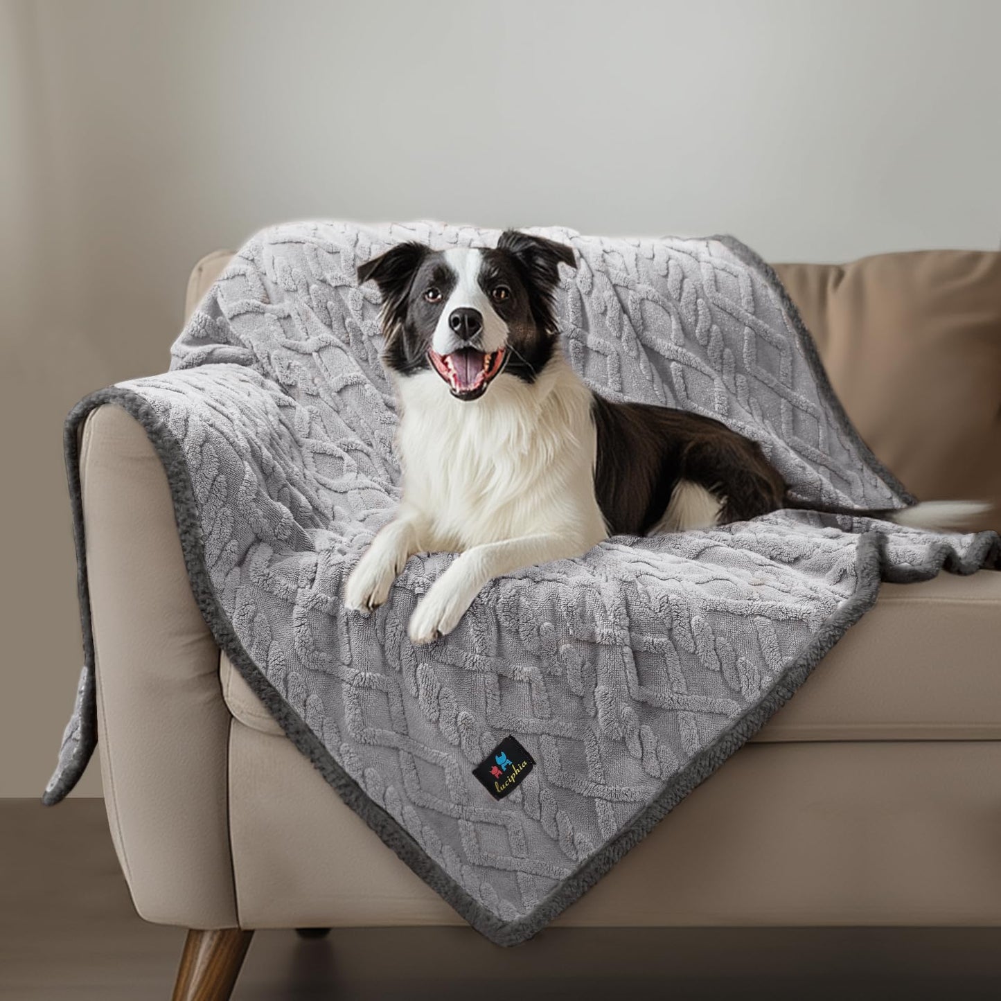 Waterproof Pet Blanket, Liquid Pee Proof Dog Blankets for Sofa Bed Couch, Reversible Sherpa Fleece Furniture Protector Cover for Small Medium Large Dogs Cats,Light Grey Small（40" x 28"）