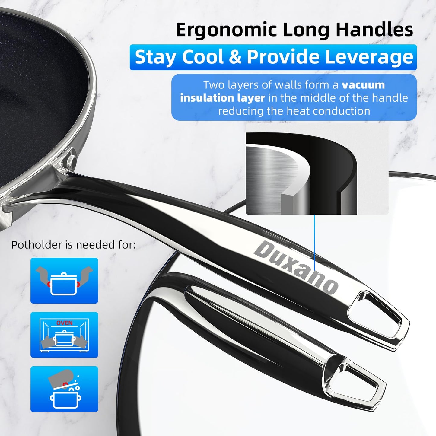 Deluxe DUXANO 14PC Healthy Pots and Pan With 9H Anti-scratch Coating, 2-Layer Non-Stick Ceramic&PFAS Free, Sensitively&Evenly Induction Cooking, Enhanced Flavor with Infrared Cookware, Dishwasher Safe