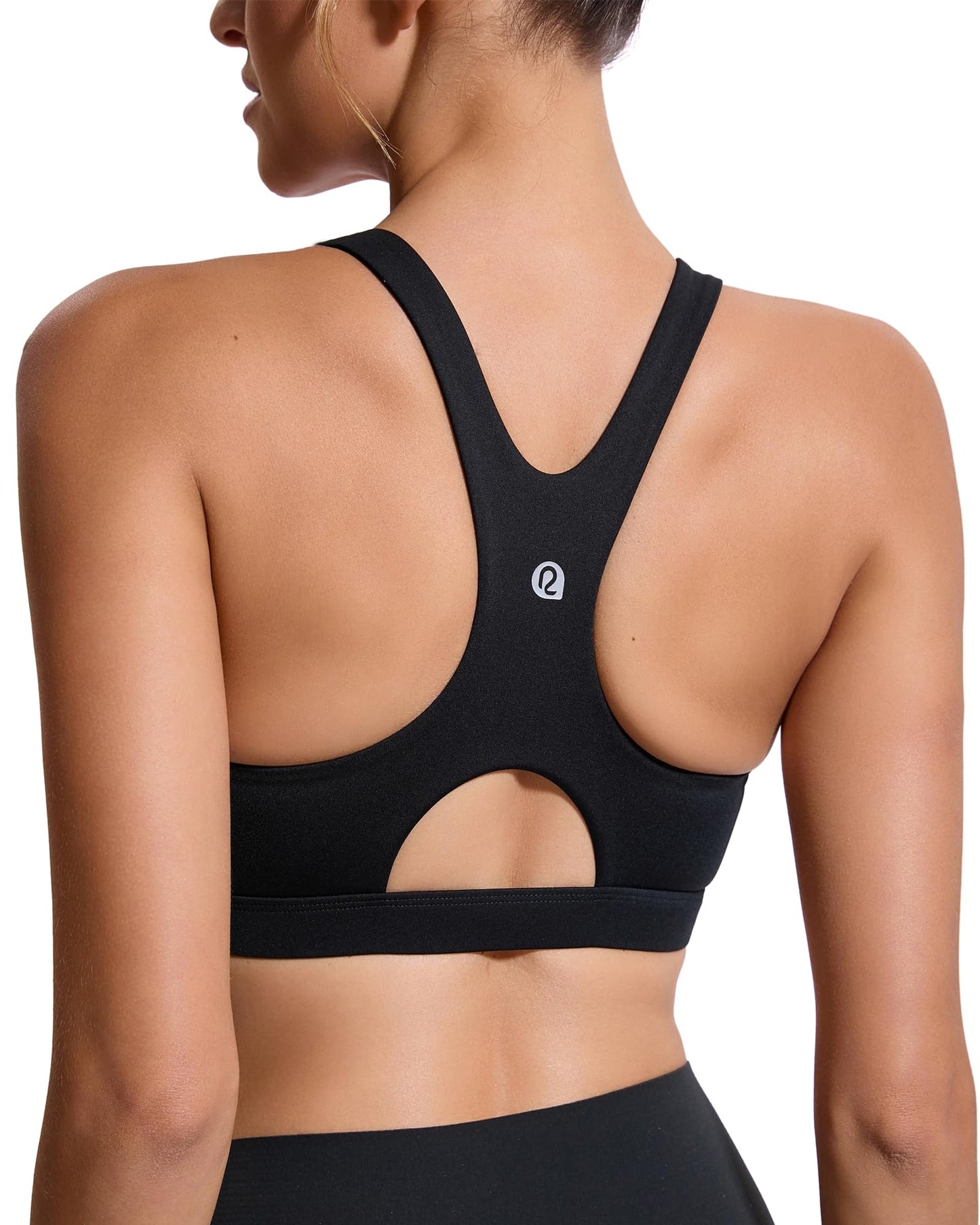 RUNNING GIRL Sports Bras for Women High Support,Racerback High Impact Black Sports Bra Moulded Cup Workout Bra Push up(WX3047 Black S)