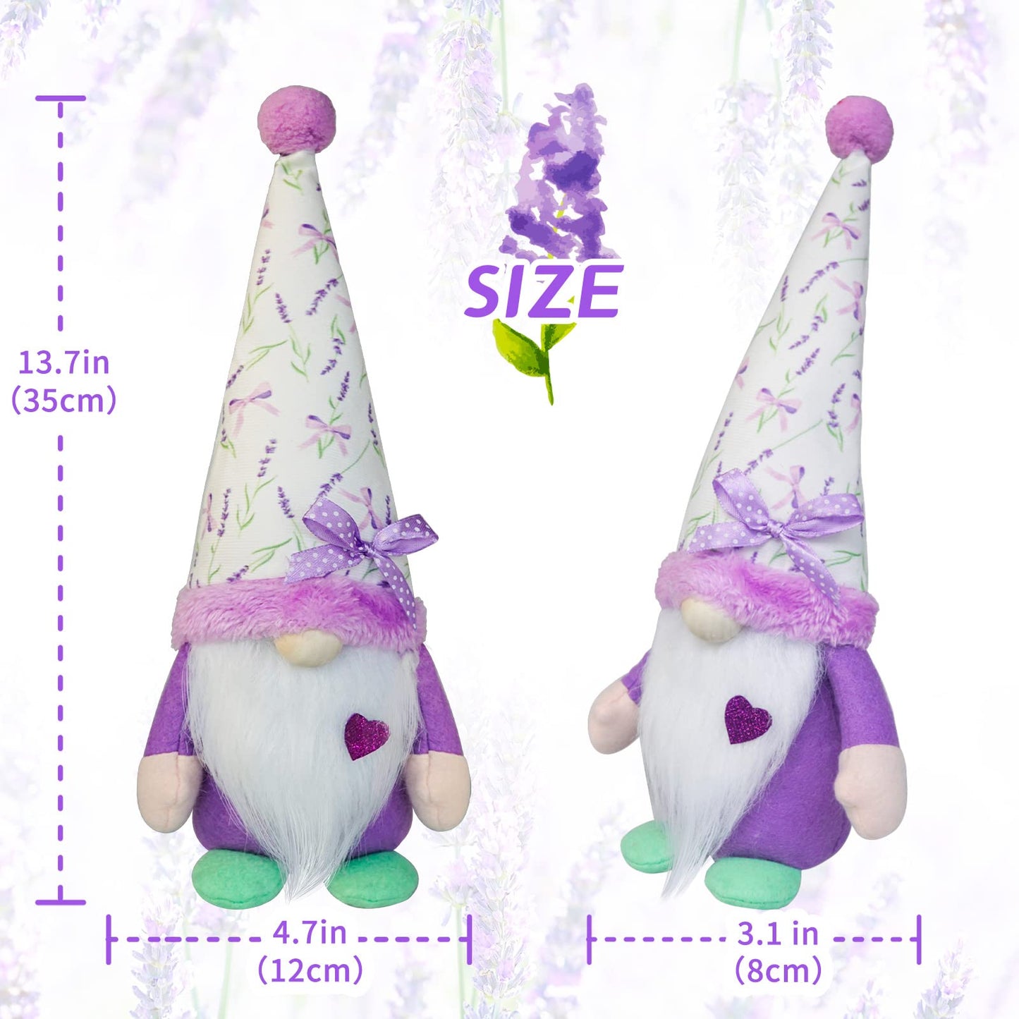 KnomeKo Lavender Gnomes Decor,Spring Purple Gnome Decorations for Home,Lavender Flower, Summer Tiered Tray Decor,Gnome Gifts for Woman