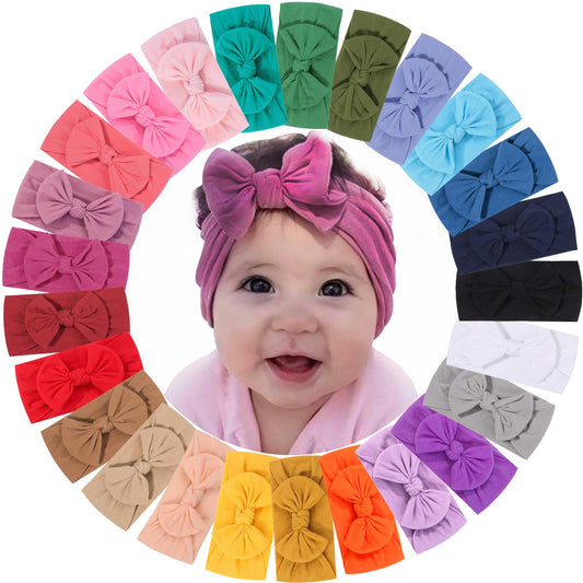 25PCS Baby Nylon Headbands Soft Hairbands Hair Bow Elastics for Baby Girls Newborn Infant Toddlers Kids