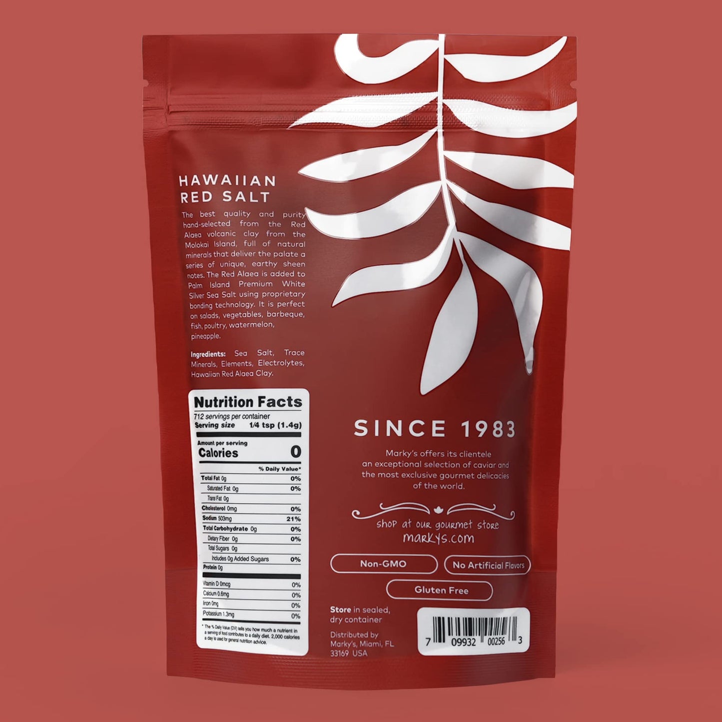 MARKY'S Hawaiian Gourmet Alaea Red Medium Coarse Sea Salt 100% Natural - 1 lb / 452 g