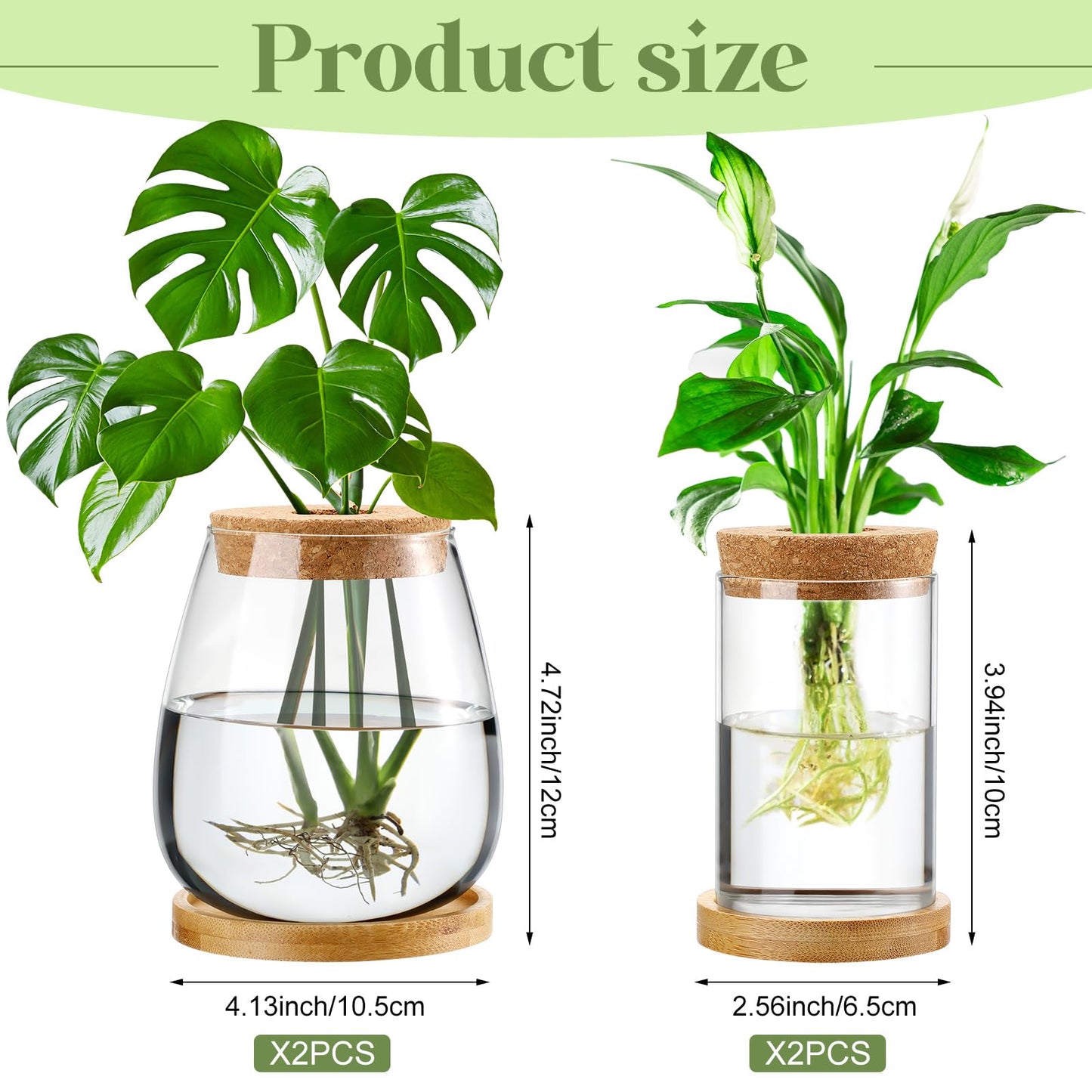 Layhit 4 Pcs Plants Propagation Stations vases Glass Planters with Wooden Lid and Bamboo Stand for Hydroponic Plants Gardening Gifts for Women Mom Home Office Tabletop Decoration(Classic Style)