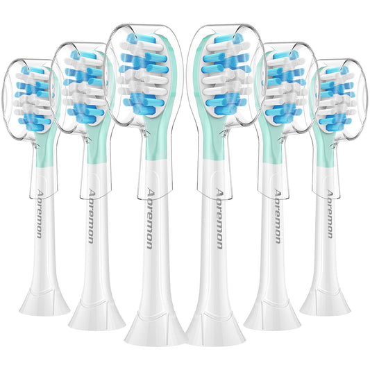 Aoremon Replacement Toothbrush Heads for Philips Sonicare C3 Premium Plaque Control HX9044/65 G3 Gum Care HX9054/65 W3 4100 5100 6100 7500 C1 C2 Flexcare Diamondclean HealthyWhite, 6 Count, White