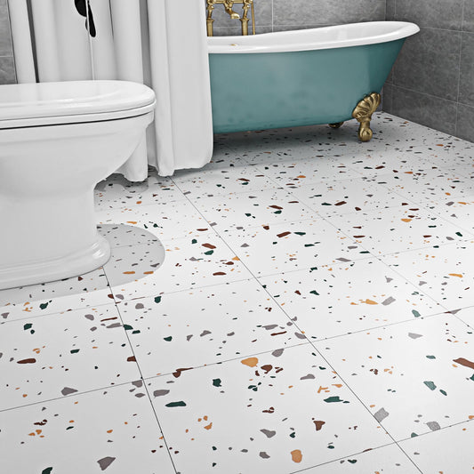 Livelynine 16-Pack Peel and Stick Floor Tile Waterproof Terrazzo 12X12 Inch Stick on Floor Tiles for Bathroom Kitchen Basement Vinyl Flooring Colorful Floor Tiles Sticky Laminate Flooring Removable