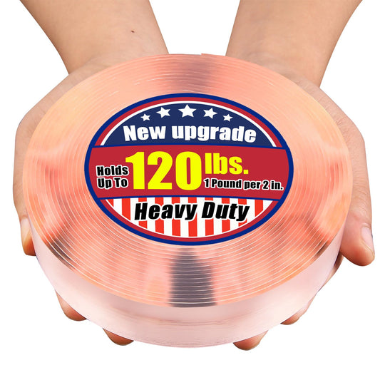 Extra Large 1.2" x 240" Super Heavy Duty Double Sided Mounting Tape, Clear & Tough Nano Strong Adhesive Tape