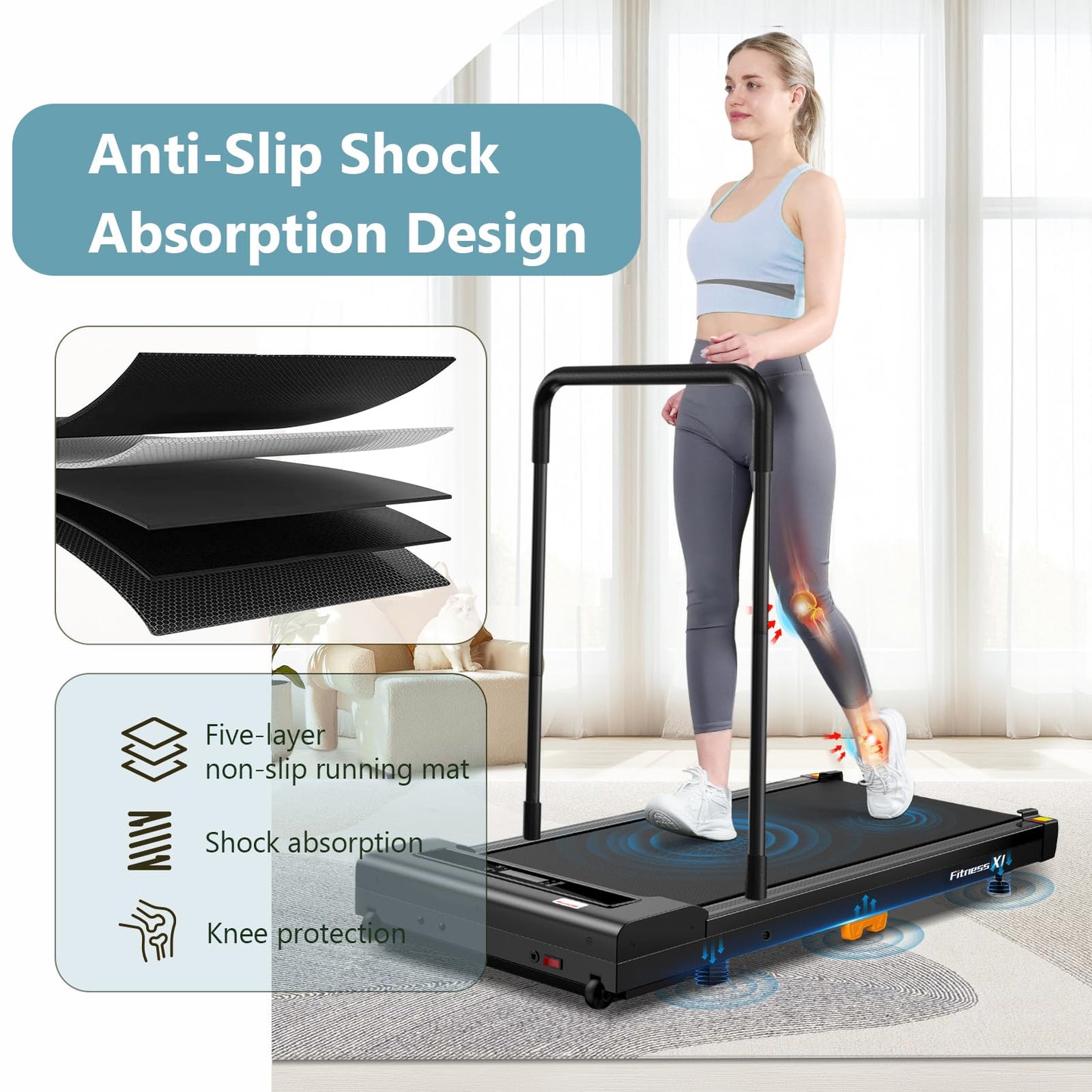 Walking Pad, Under Desk Treadmill for Home, Portable Treadmill 300 lbs Capacity (Black-Timeless)