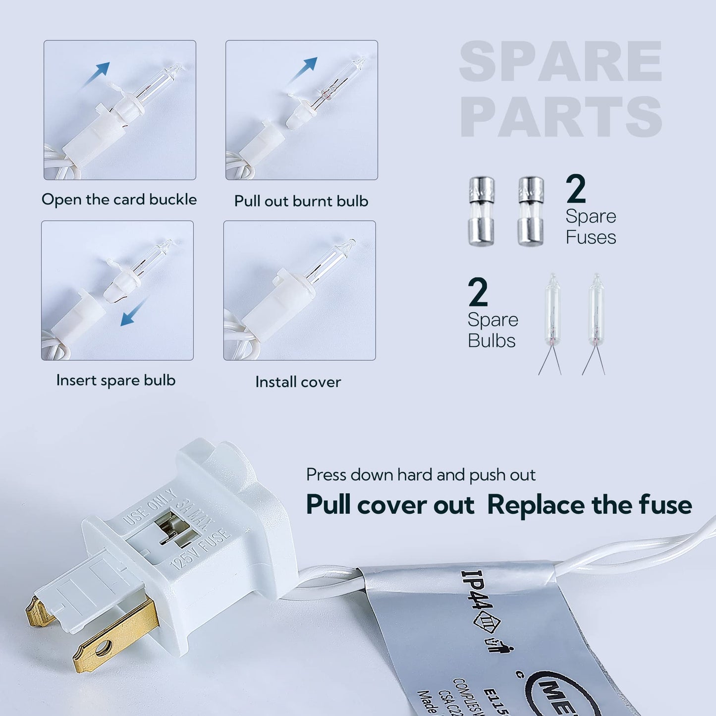 mimigogo Clear Christmas Lights Set with White Wire,50Count 13Feet Incandescent Bulb Mini String Lights for Indoor Christmas Tree Garland Birthday Wedding Party Festival Decoration, Warm White