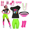 80s Outfit Women Costume Accessories Set T Shirt Shorts Tutu Skirt Neno Party Leg Warmers Headband