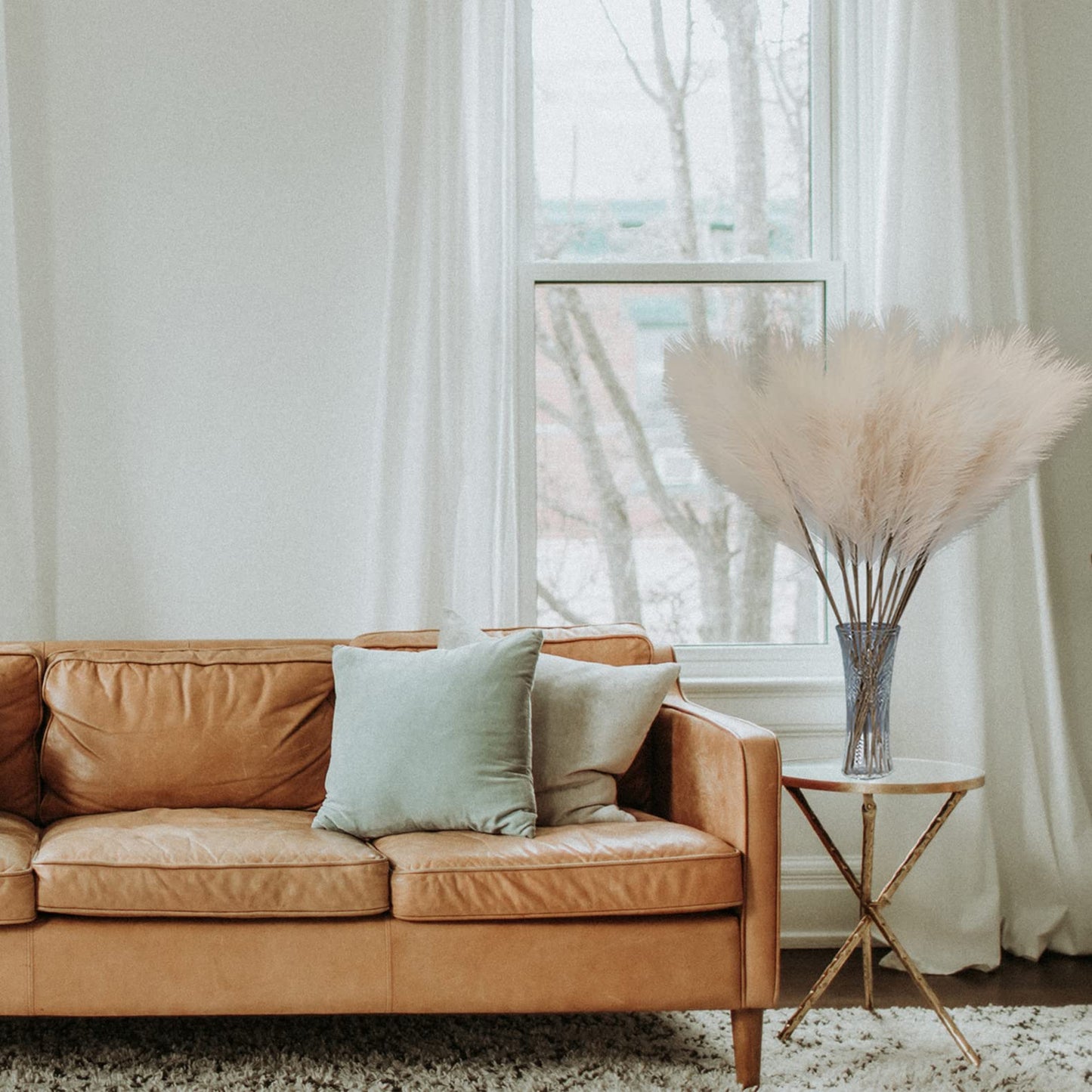 FOTEEWL 8 PCS Faux Pampas Grass Decor 38"/3.1FT Tall Fake Pompas Floral Large Artificial Pompous Grass Branches Plants for Floor Vase Filler Home Boho Decoration (Cream/Beige)