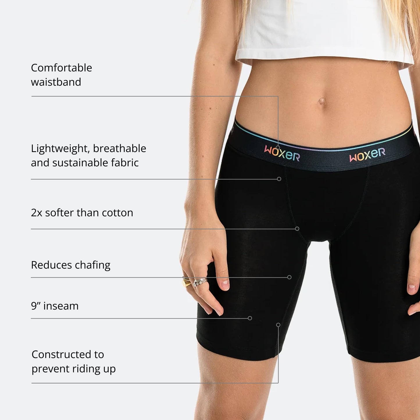 Woxer Womens Boxers - Biker 9" Boy Shorts Underwear for Women - Boxers for Women