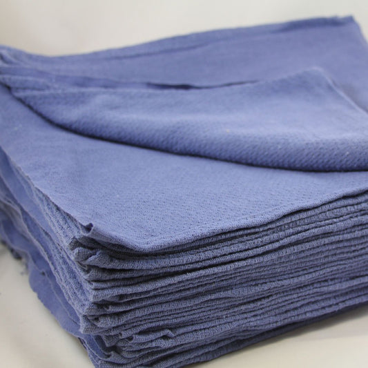 Huck Towels Blue-Commercial -50 Piece Pack -16"x 24"- New 100% Cotton Super Absorbent-Low Lint