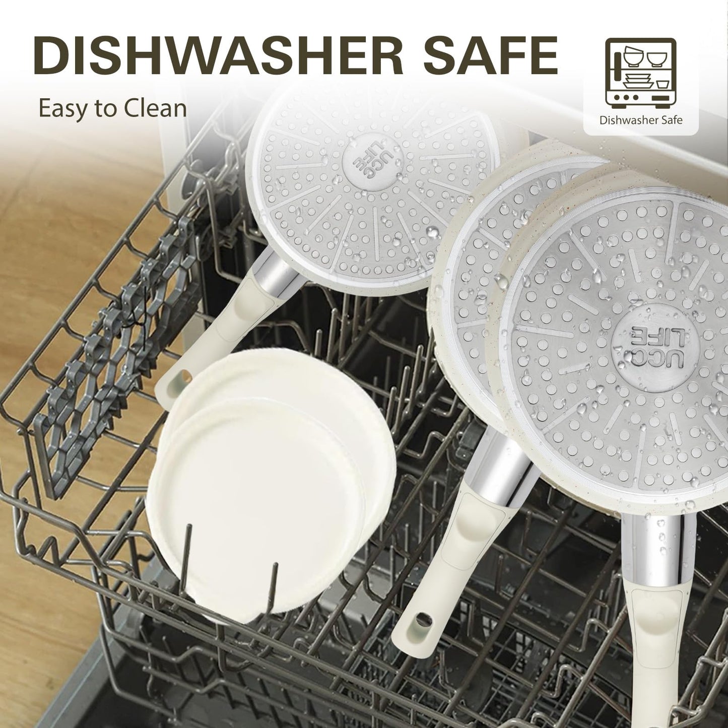 UCClife 17-Piece Nonstick Cookware Set, Family Kitchen Pots & Pans with Removable Handles, Oven & Dishwasher Safe, PFAS-Free for Everyday Cooking