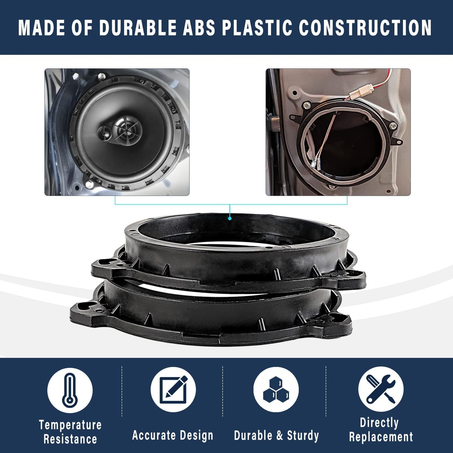 NuIth 6.5 inch Door Speaker Adapter Bracket for Nissan Altima Frontier NV Titan 2002-2019, Infiniti FX35 G35 G37 Q45 2002-2013 Mount Aftermarket Car Speaker Spacer Ring