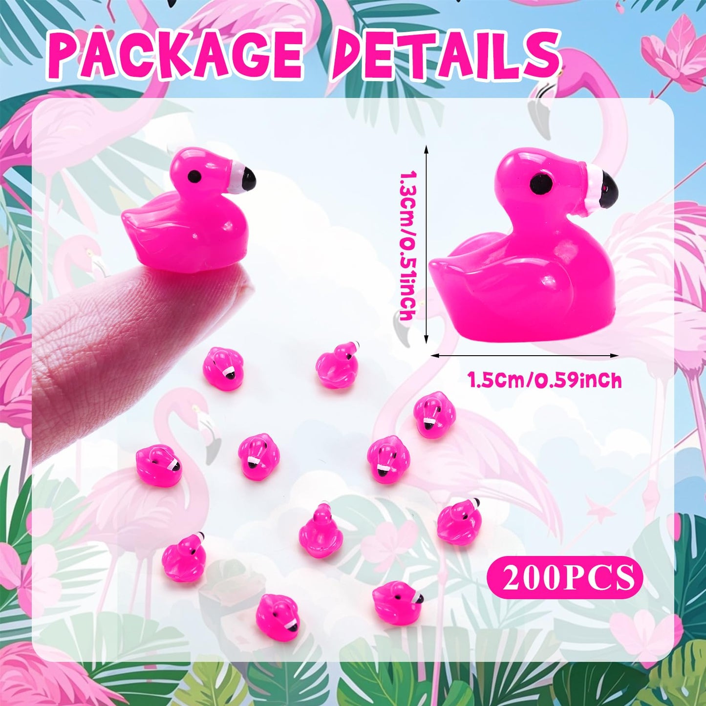 Mini Resin Ducks, 100 Pcs Tiny Ducks, Pink Flamingo Figurine, Resin Animals Toy for Cake Topper, Garden, Dollhouse, DIY Crafts, Party, Aquarium Decor