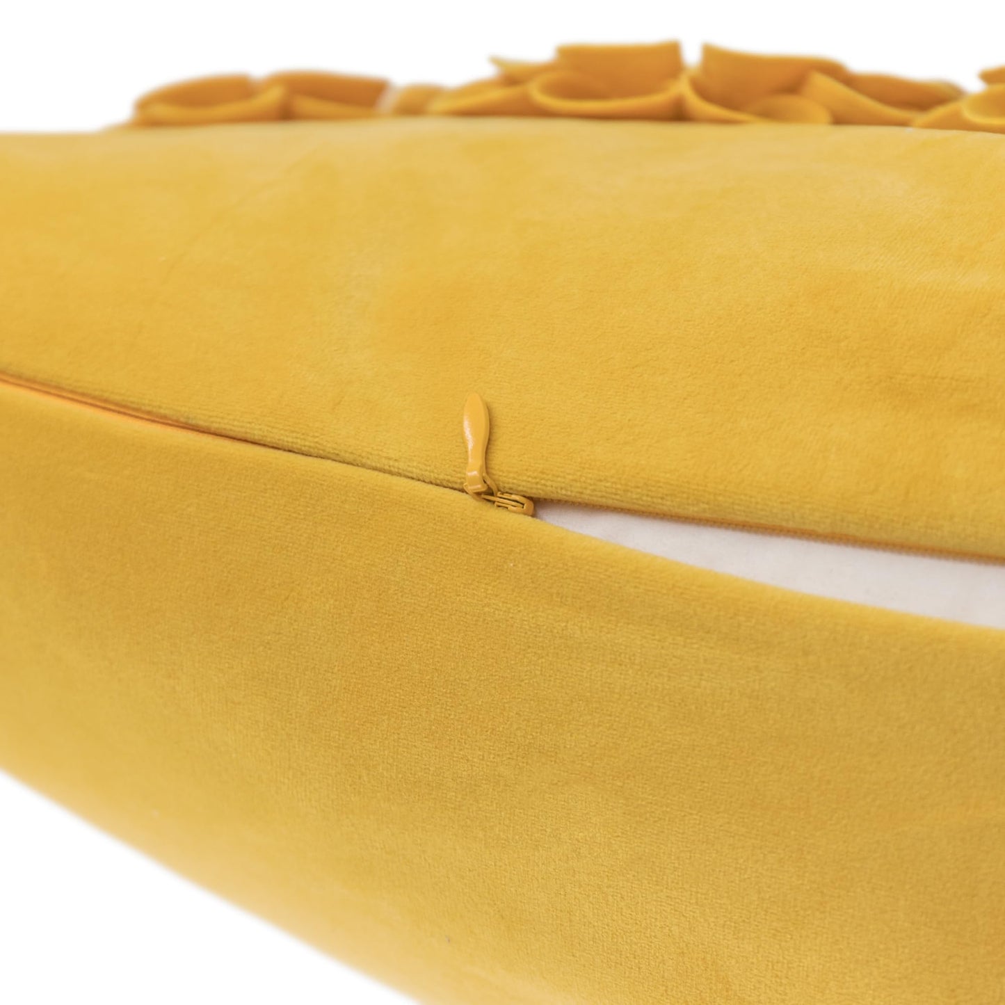 JWH Decorative Flower Velvet Throw Pillow Covers Floral Accent Pillow Cases Stereo Pillowcase Handmade Cushion for Car Bed Couch Bedroom 18x18 Inch Gold Yellow