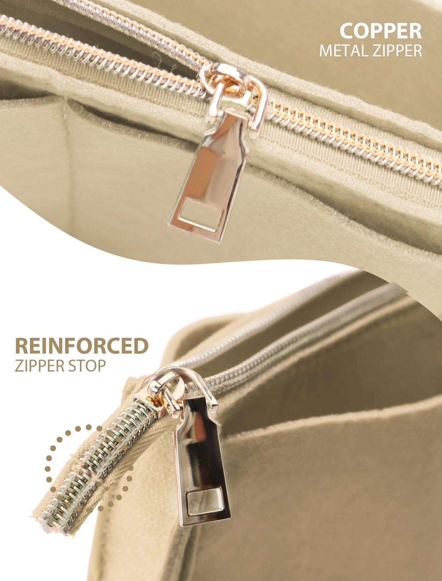 OMYSTYLE Beige Slender Medium Organizer Insert, Felt Tote Bag Organizer Insert with 5 Sizes, Handbag Dividers for Inside Purse, Compatible with Longchamp, Neverful, Speedy and More