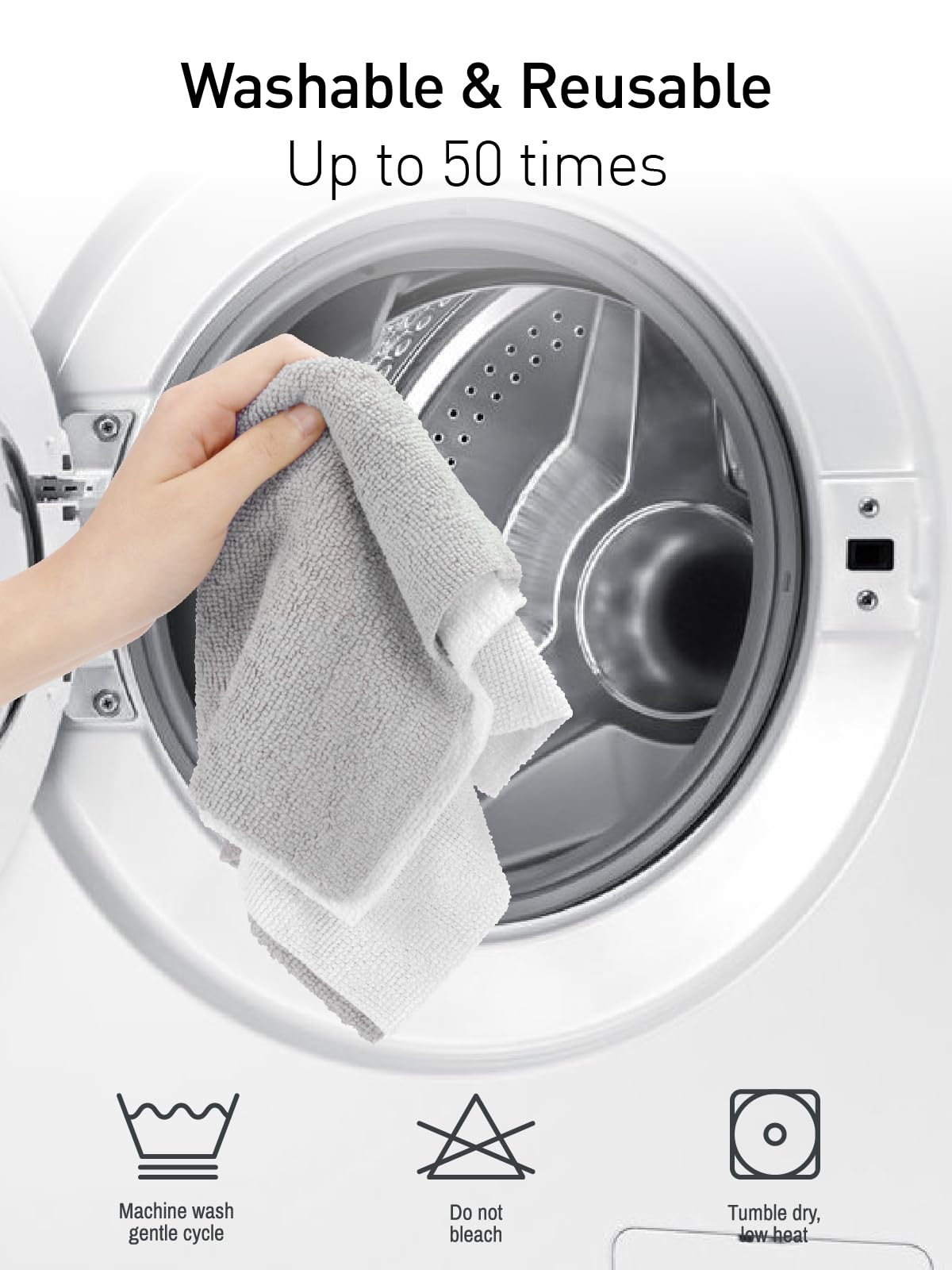 Fantasticlean Microfiber Cleaning Cloth Roll -75 Pack, Tear Away Microfiber Towels, 12" x 12", Reusable, Washable, Scratch Free, Ultra Absorbent Dish Rags for Car, Home, Garage or Shop (Grey)