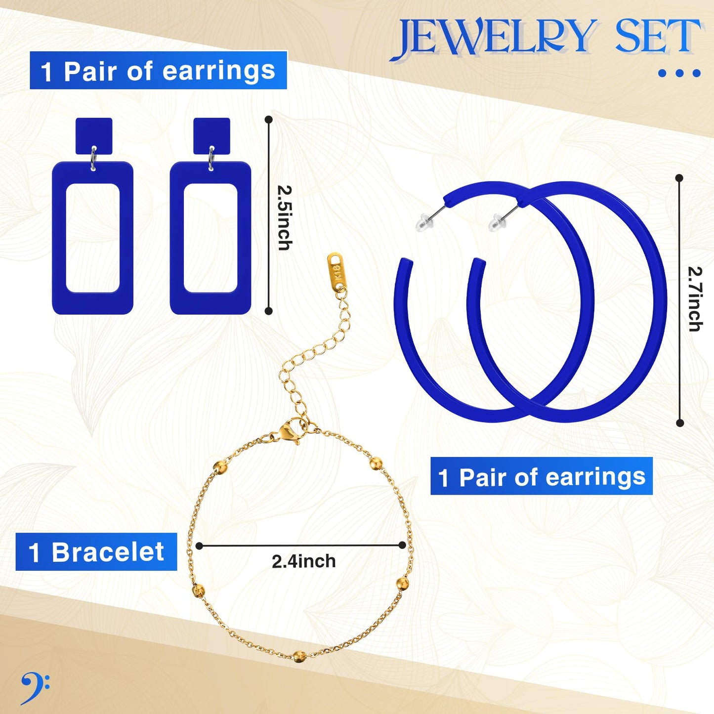 Jadive 4 Pcs Women Acrylic Hand Purse Clear Clutch Evening Bag Retro Earring Bracelet Jewelry Set Neon Vintage Wedding Gift(Blue)