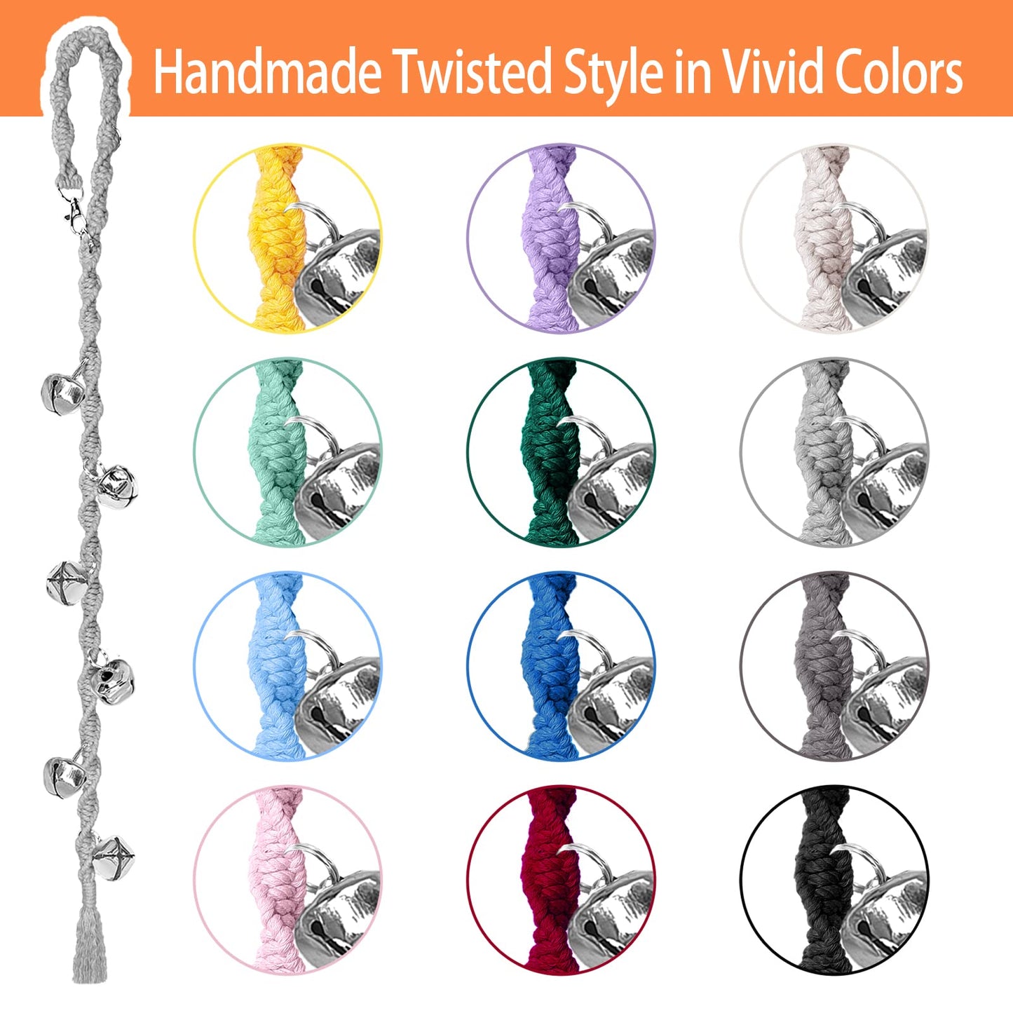 GINIDEAR Dog Bells to Go Outside & Puppy Potty Training, Adjustable Dog Door Bell Ring to Go Potty, Handmade with Premium Yarn. Twisted Style, Beige