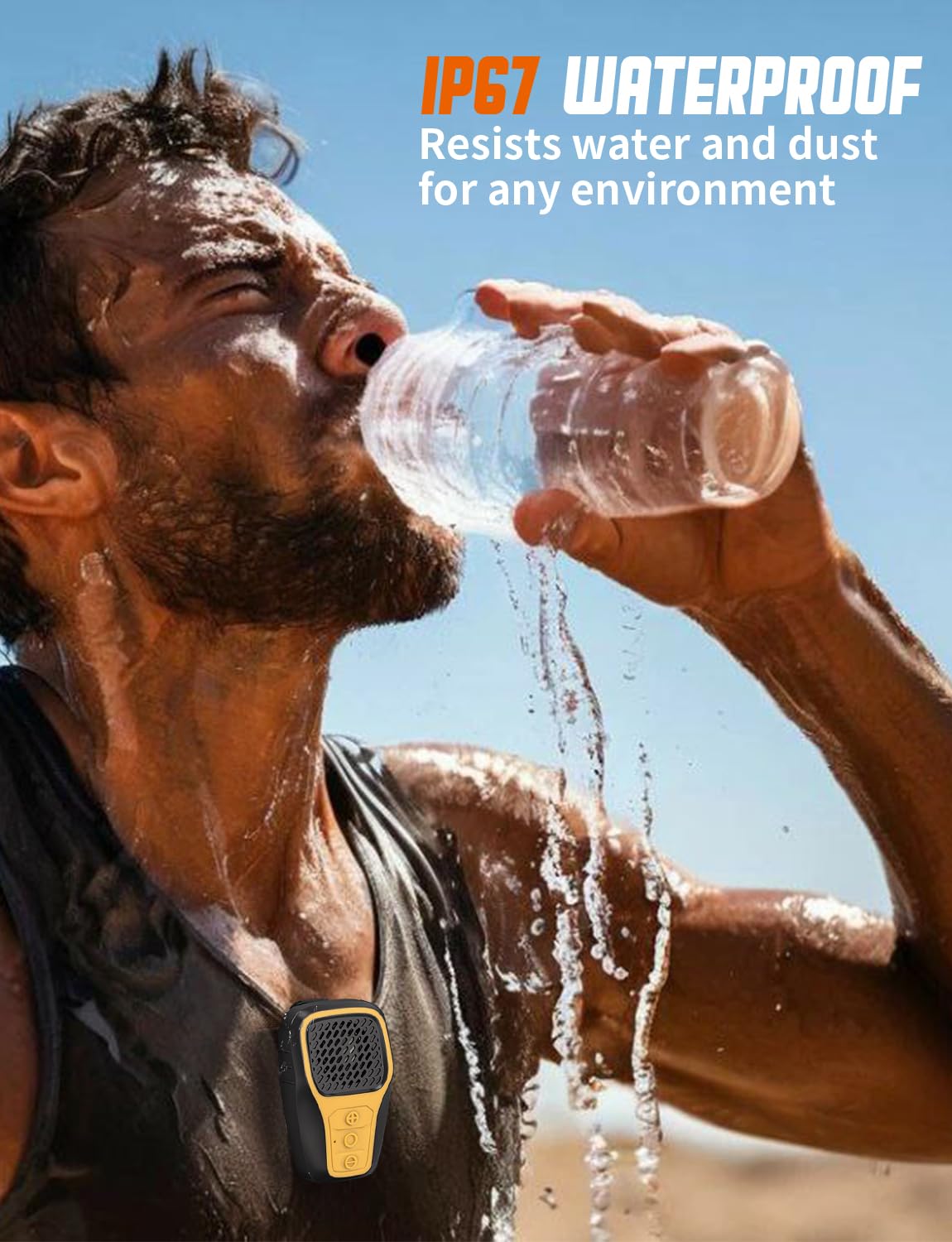 Plyee Audio Wearable Bluetooth Speaker, Clip-On Mini Speaker, Wireless Portable Speaker with Built-in Mic, Hands-Free Calls, Gadget Gifts for Construction Workers, Cyclists, Electrician, 5.0W