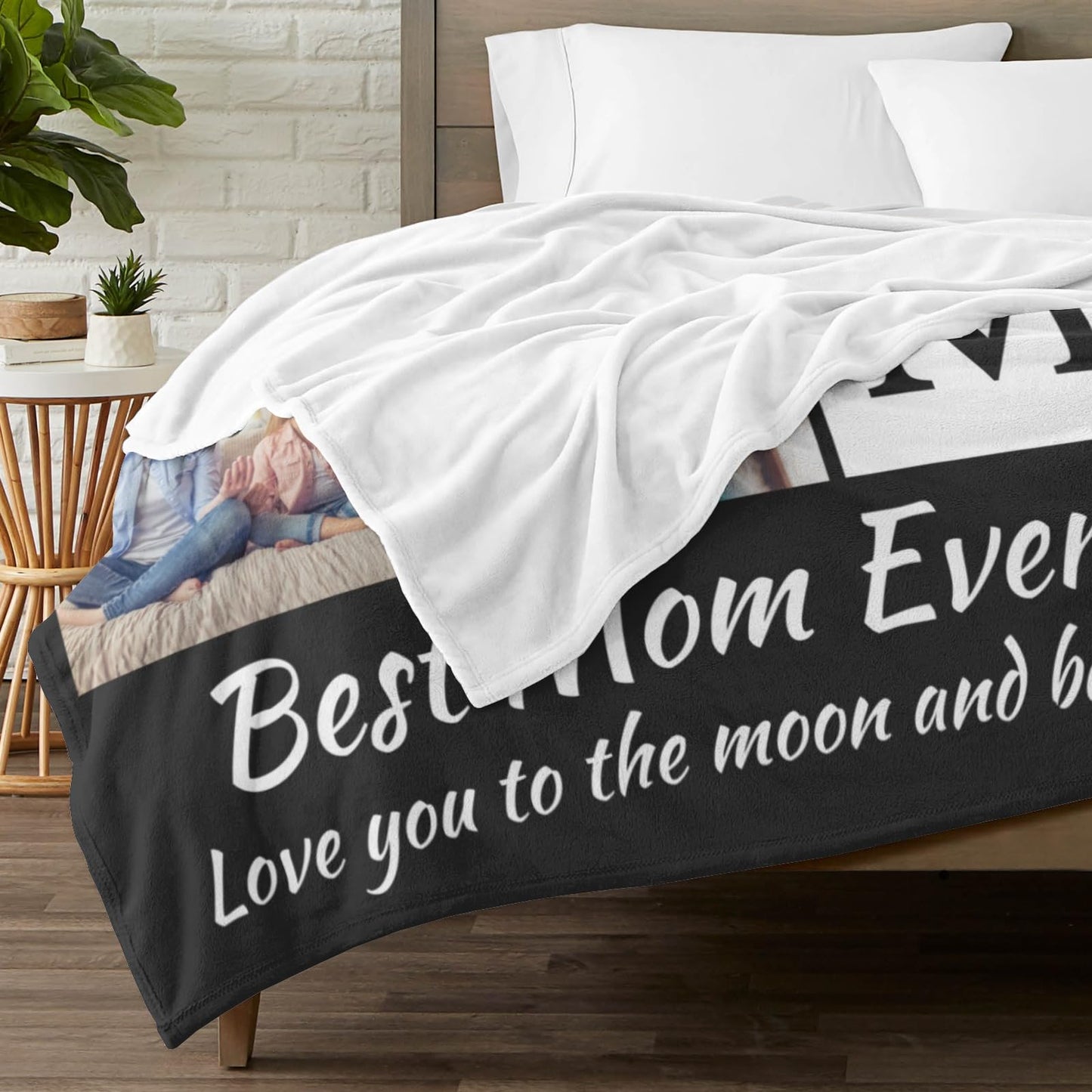 Custom Mom Blanket with 6 Photos Personalized Blanket with Pictures Customized Throw Gifts for Mom Grandma Photo Throw Blanket for Birthday Mother's Day