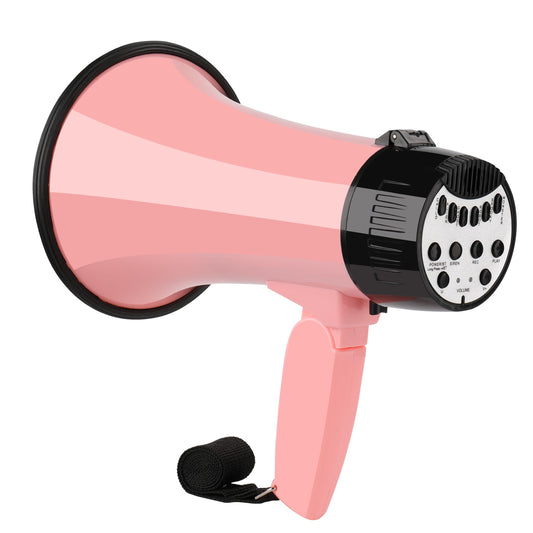 MGROLX 20W Megaphone Bullhorn| Bull Horn Loud Speaker with Bluetooth | Mega Phone Built-in Siren & Whistle Plus Recording funcation | Voice Changer for Adults, Kids, Party Games and Outdoor (Pink)