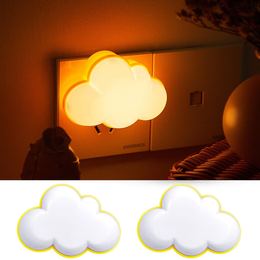 Mudder 2 Pack Night Light Plug into Wall Soft LED Night Light Cute Wall Nursery Lamp Warm Sensor Plug-in Intelligent Nightlight for Bedroom Hallway(Cloud,Yellow)