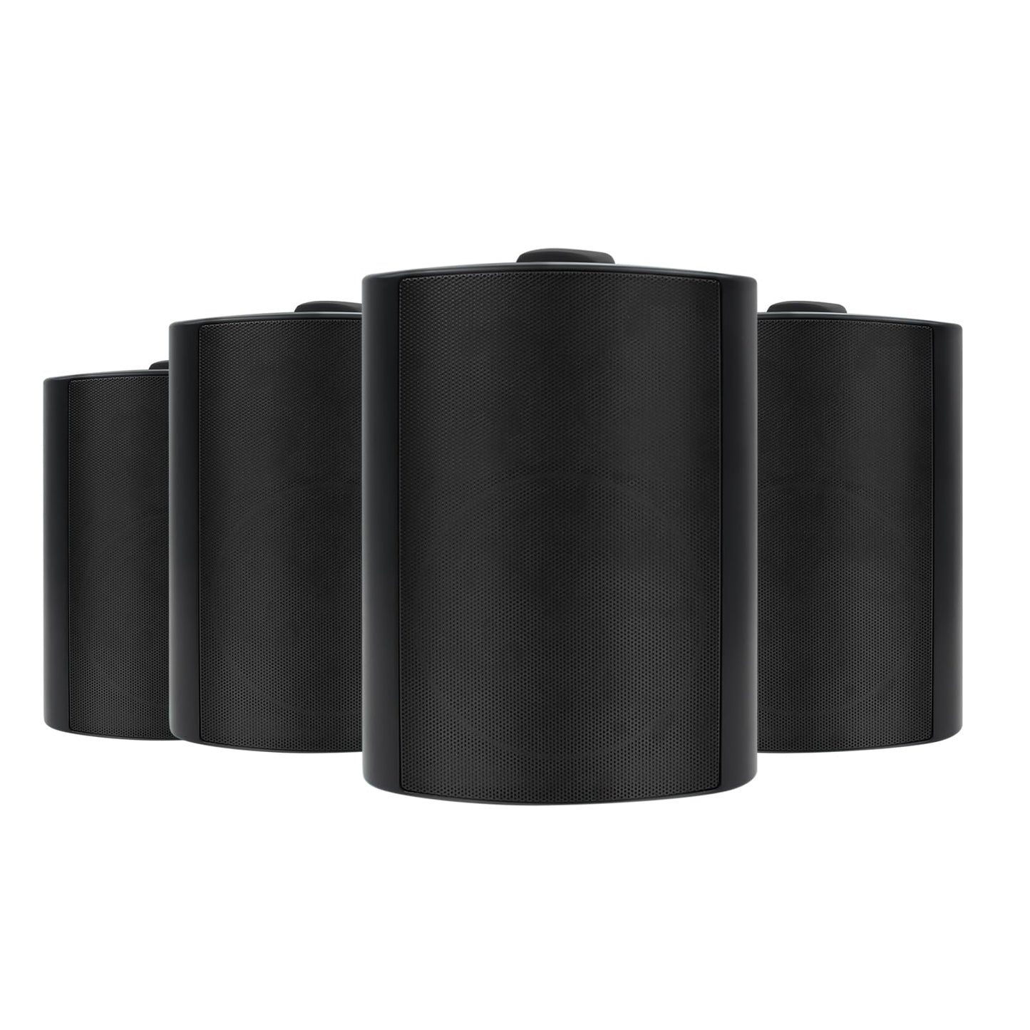 Herdio 5.25 Inch 600W Outdoor Bluetooth Speakers Waterproof Wired Wall Mount Weatherproof Loudspeaker System for Indoor- Outdoor Garden Poolside Patio Garage Home(4 Speakers,Black)