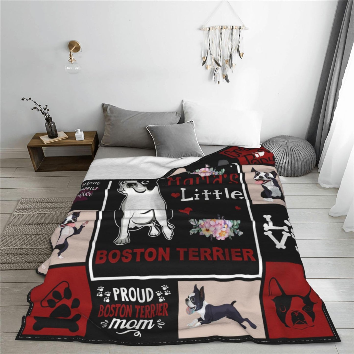 Boston Terrier Blanket Boston Terrier Gifts Throw Blankets Cozy Fleece Flannel Blanket Soft Warm Plush Lightweight Blanket Dog Gift for Couch Sofa Bed for Women Girls 40"X50"