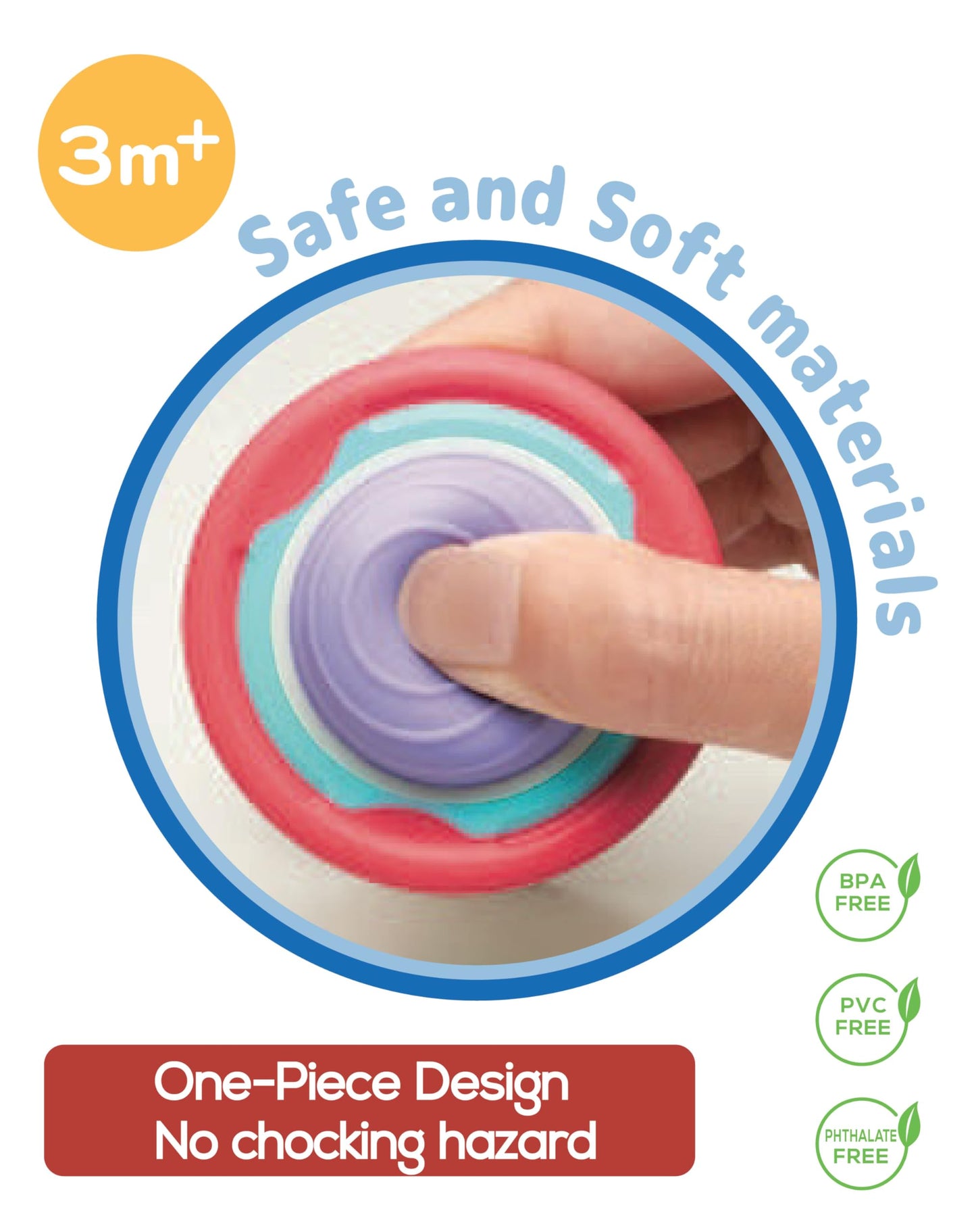 BaBeloved Mini Dumbbell Baby Teething Toys Multiple Sensory Montessori Durable Exercises Workout Soft Food-Grade Teethers for Babies Rattling Teething Relief, Chew Baby Toys 0-6 Months, BPA Free