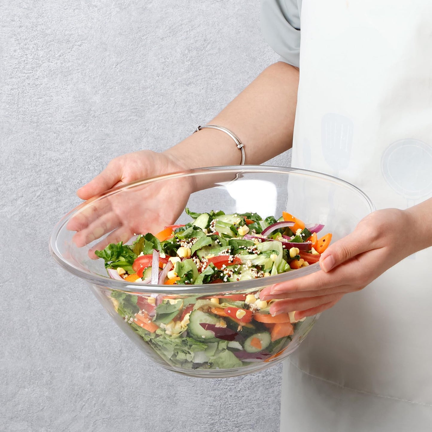 NUTRIUPS Large Glass Mixing Bowl, 4.1L Big Glass Salad Bowls, Clear Deep Glass Bowls for Mixing