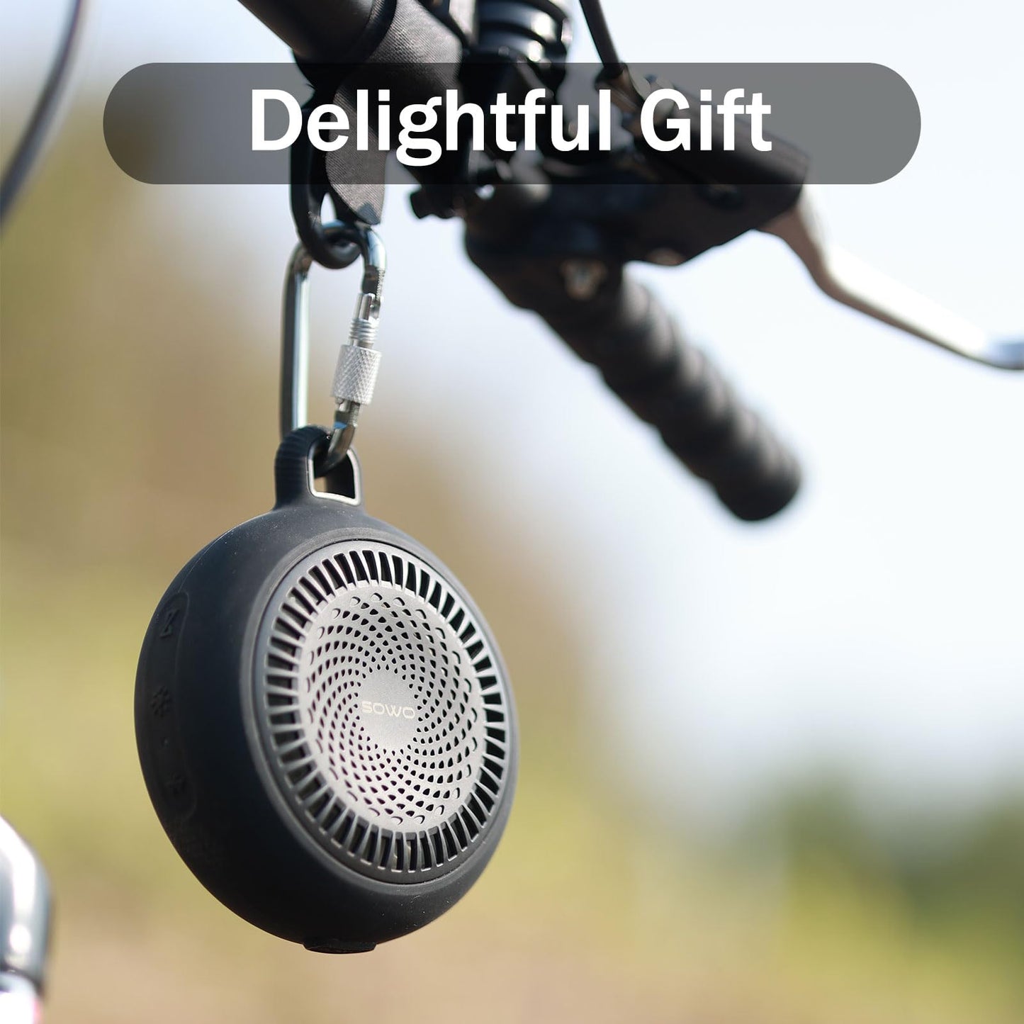 SOWO Bluetooth Shower Speaker Waterproof | Small Portable Bluetooth Speaker Wireless with Clip | Powerful Bass and Louder Volume | Colorful Lights and Lightweight | with TWS Pairing | Black