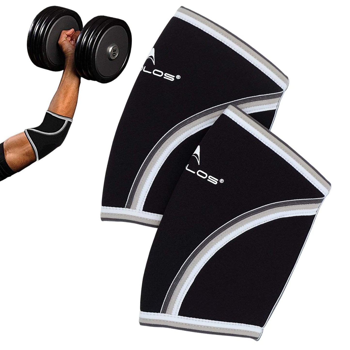 AEOLOS Compression Elbow Sleeves(Pair), 5mm Neoprene Elbow Barces for Weightlifting Powerlifting Tennis Golf and Basketball (XX-Large, Black)