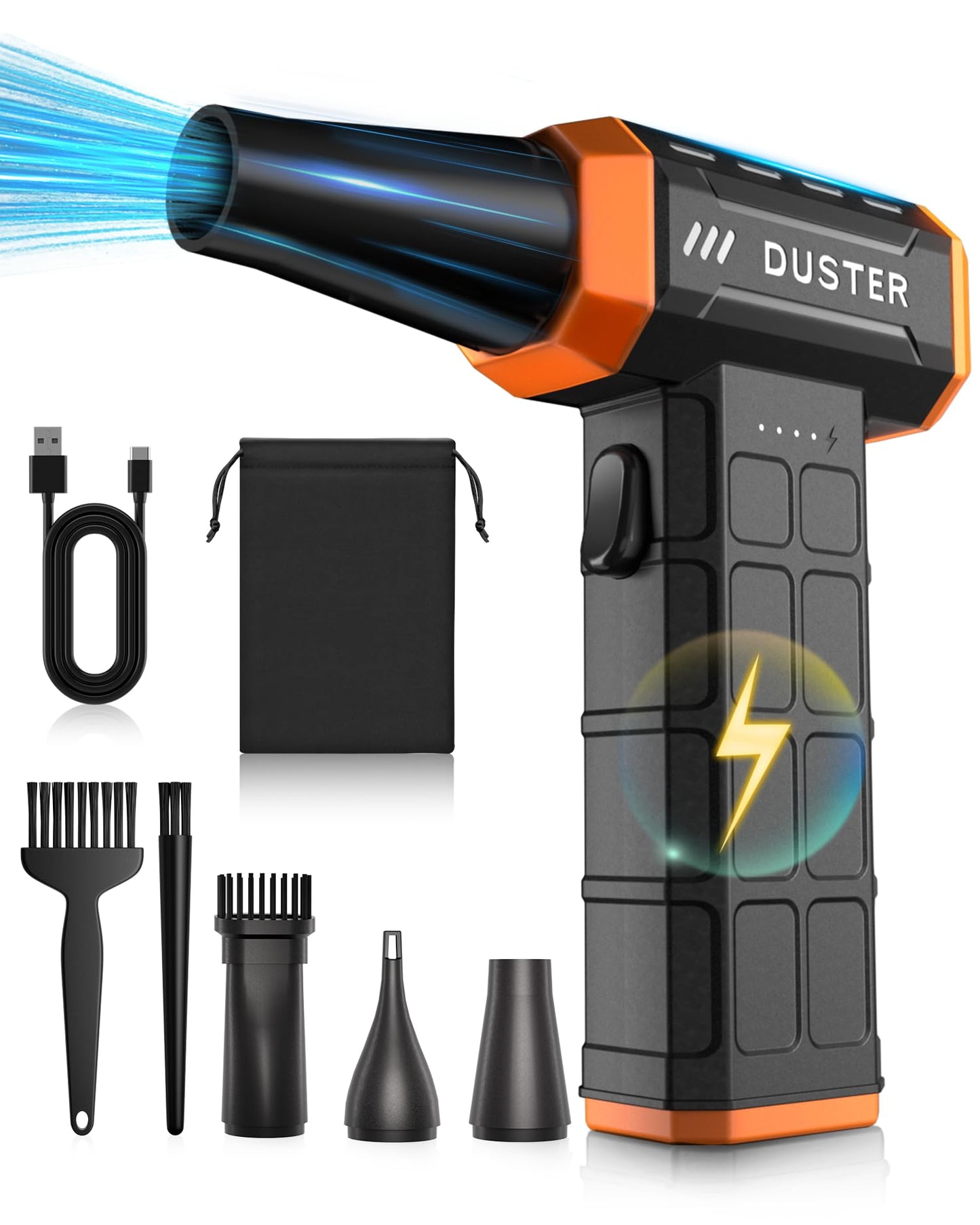 Compressed Air Duster-150,000RPM Electric Cleaner, Rechargeable Cordless Air Blower for Keyboard, PC, Electric Devices Cleaning, Turbo Jet Dry Replace Canned Air Compressed Air Cans (Black)