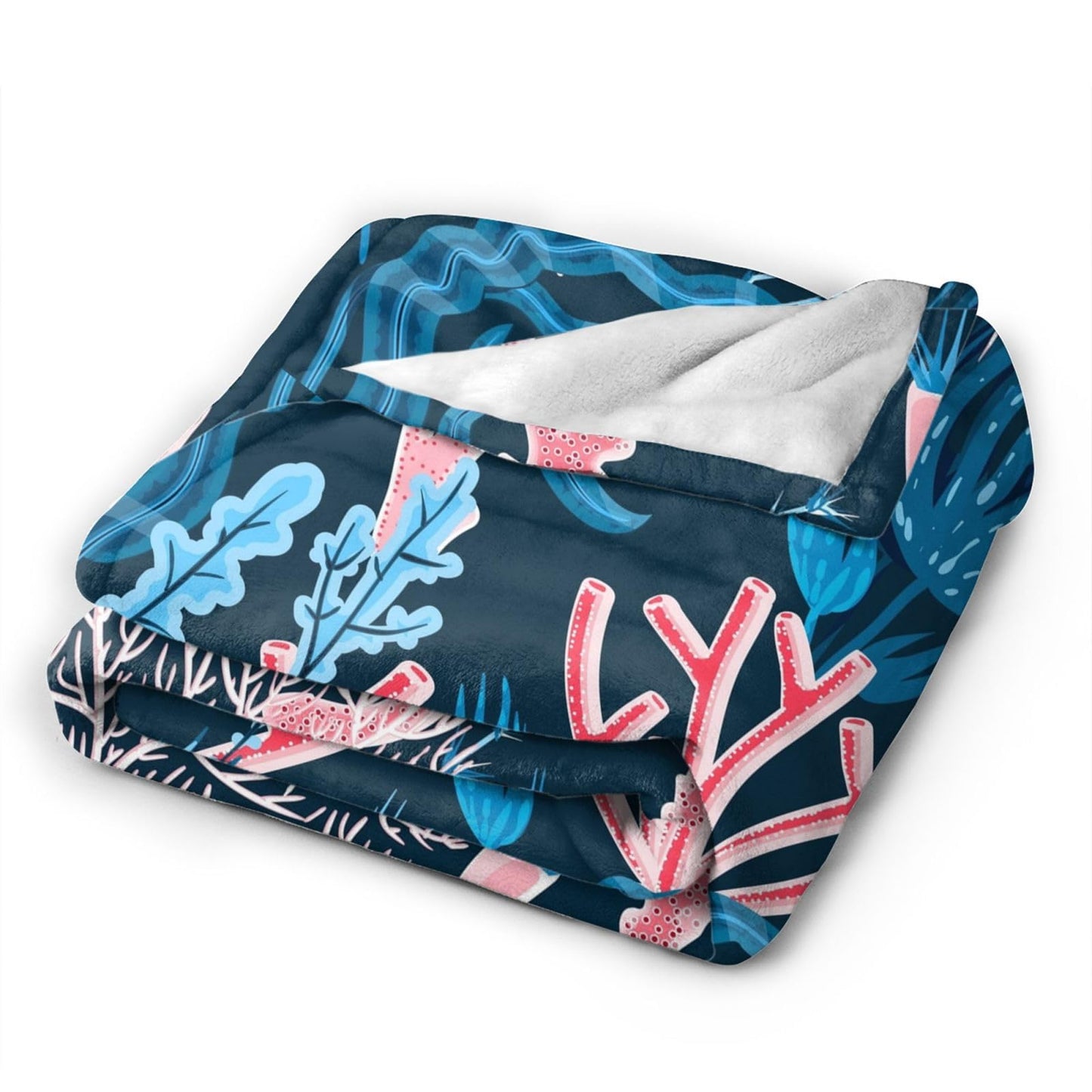 Jbofyee Coral Pattern Throw Blankets All Season Ultra Soft Warm Fleece Blanket for Home Bed Sofa Couch Chair Outdoor Travel Camping 50x40 Inch
