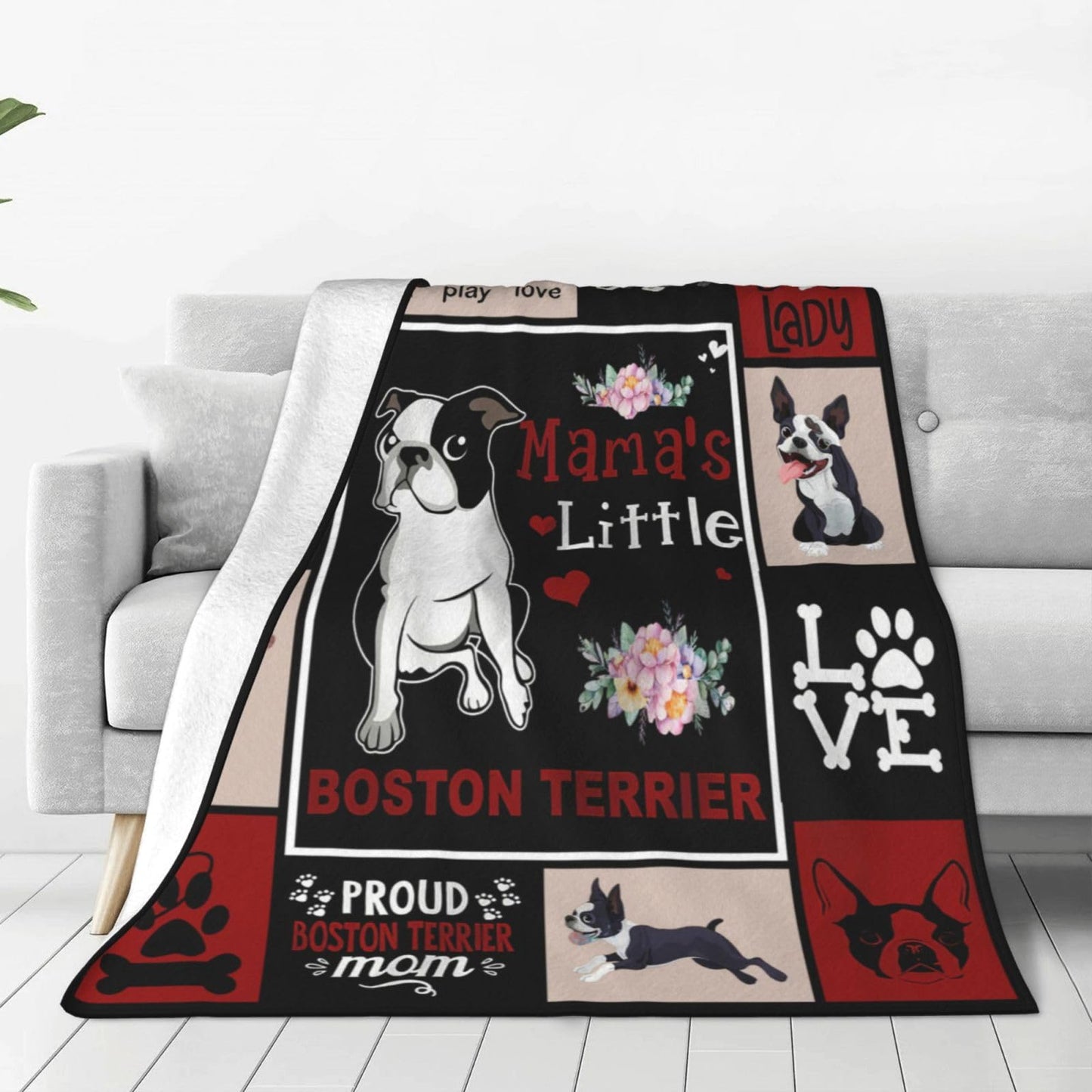 Boston Terrier Blanket Boston Terrier Gifts Throw Blankets Cozy Fleece Flannel Blanket Soft Warm Plush Lightweight Blanket Dog Gift for Couch Sofa Bed for Women Girls 40"X50"