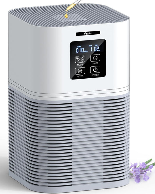 VEWIOR Air Purifiers for Home, HEPA Air Purifiers for Large Room up to 1200 sq.ft, H13 True HEPA Air Filter with Fragrance Sponge 6 Timers Quiet Air Cleaner for Pet Dander Wildfire